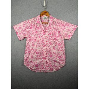 Vintage Center Aisle Pink Floral Button Front Shirt Women’s M 3819